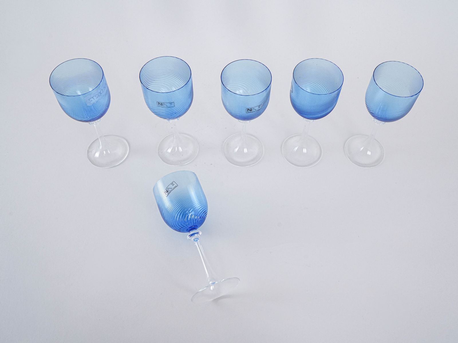 Set Of Blue Glasses, Murano Glass, Italian Design, 1970s, Made In Italy photo 309.0