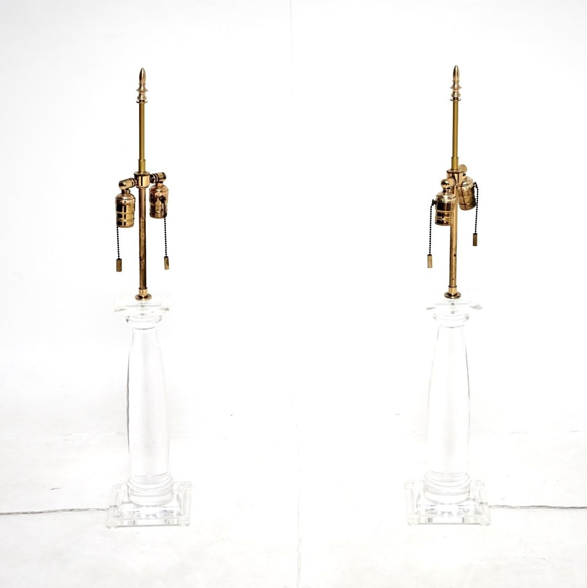 Pair Of Vintage Acrylic And Brass Table Lamps By Karl Springer photo buy