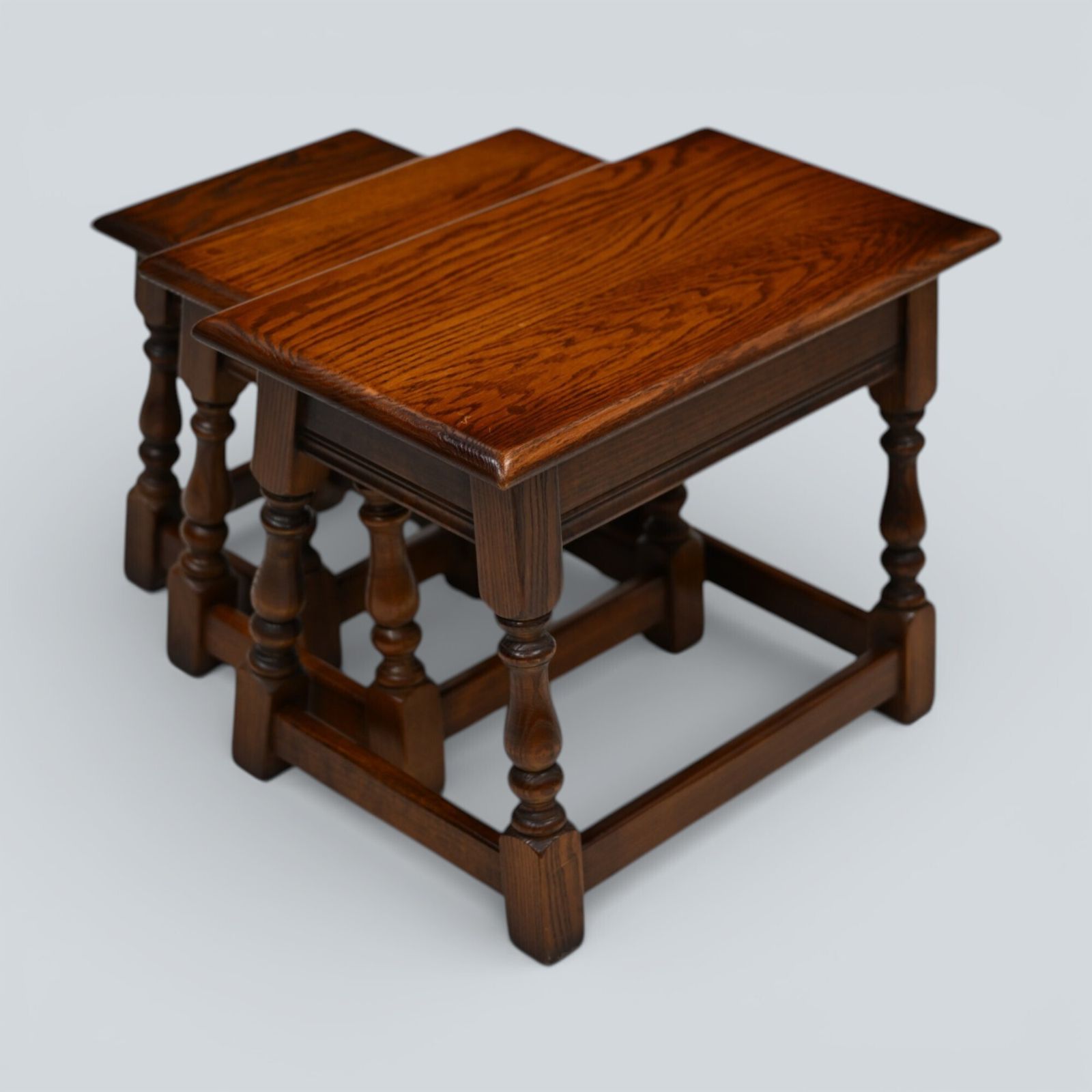 Oak Old Charm Nest Of Tables Gold Diamond Badge Tudor Brown Free Uk Delivery photo Furniture
