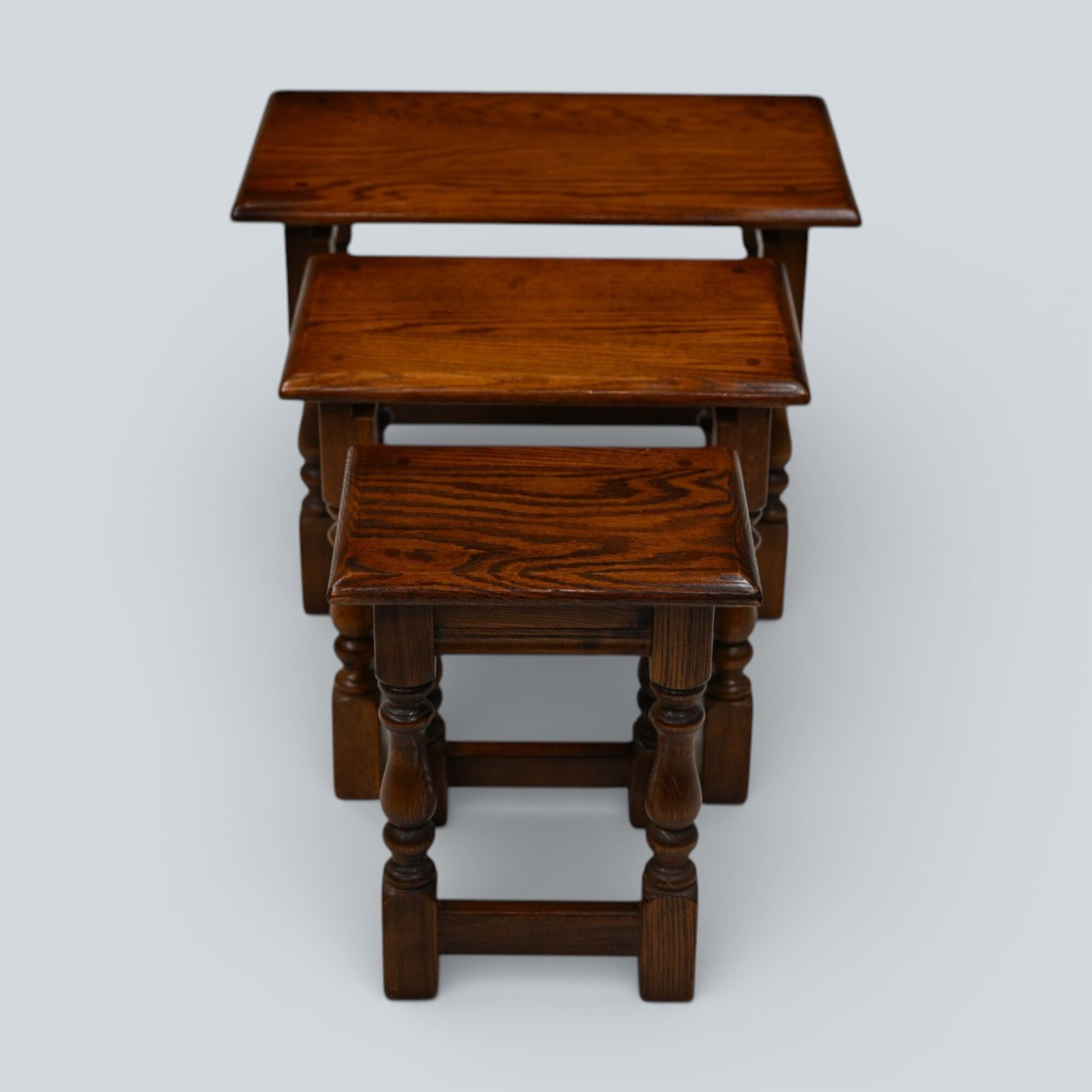 photo furniture Oak Old Charm Nest Of Tables Gold Diamond Badge Tudor Brown Free Uk Delivery