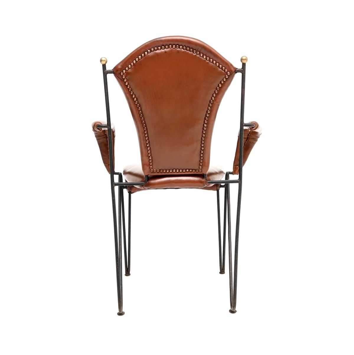 Set Of Eight Vintage Leather And Steel Dining Chairs By Frederic Weinberg photo buy
