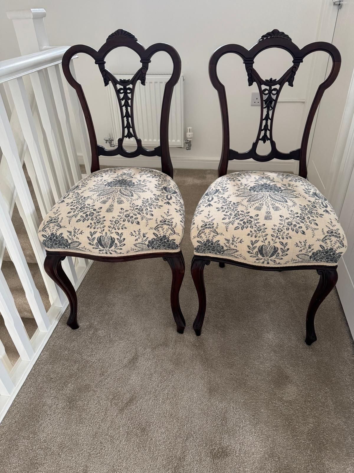 Pair Of Beautiful Carved Victorian Mahogany Dining Chairs