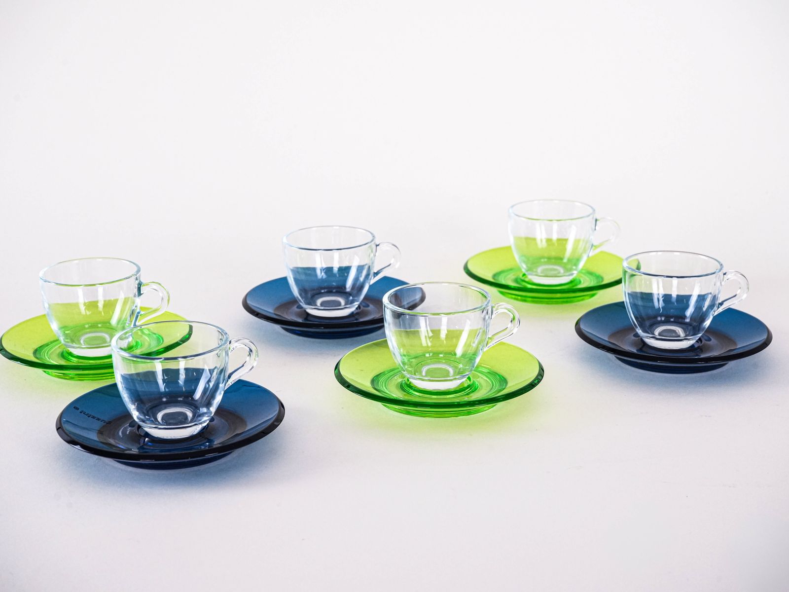 Set Of Glass Cups, Italian Design, 1970s, Manufactured By Fratelli Guzzini photo buy