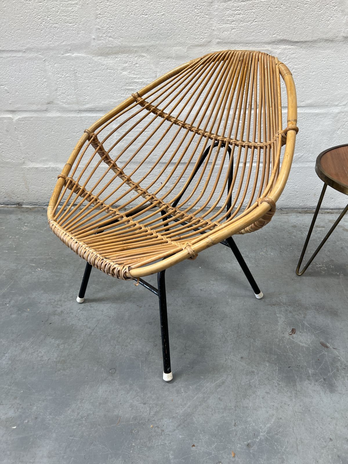 Rattan Cane Chair In The Manner Of Rohé Noordwolde, 1950s photo for sale