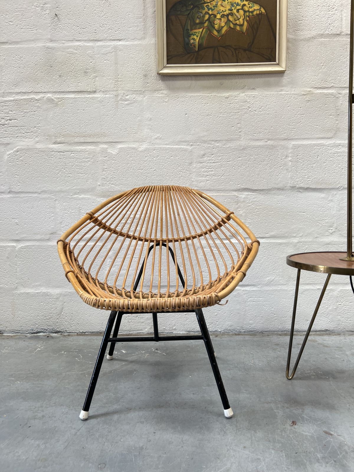 Rattan Cane Chair In The Manner Of Rohé Noordwolde, 1950s photo vintage