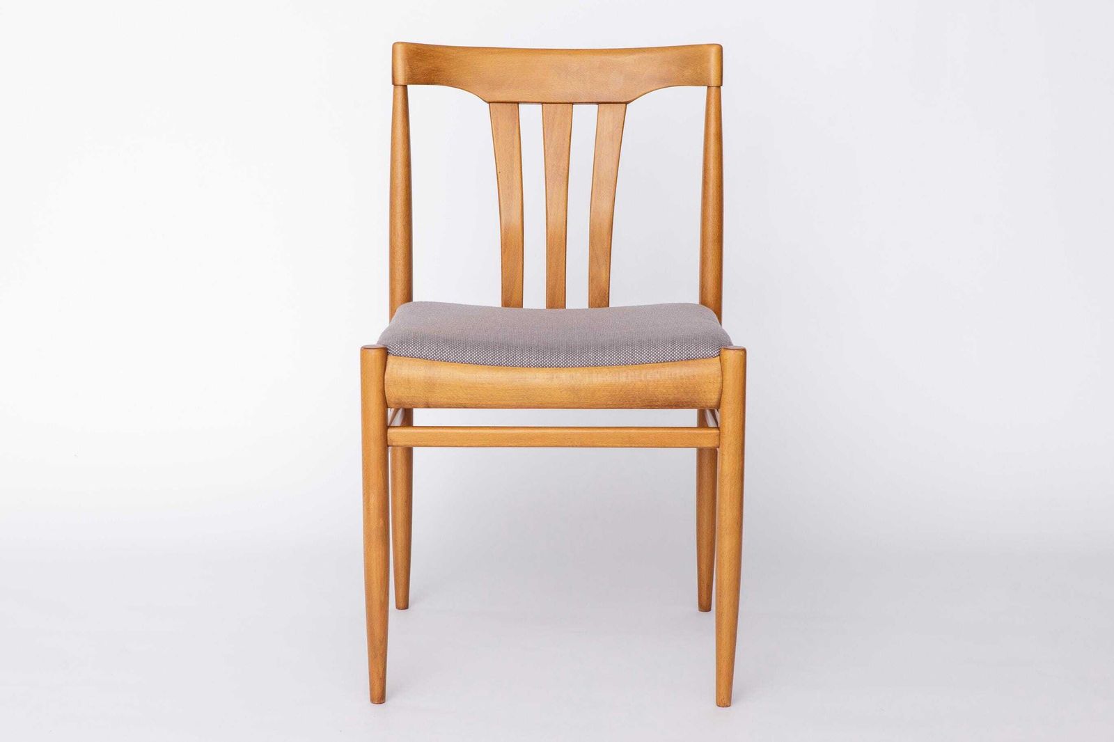 Set Of 4 Vintage German Dining Chairs, 1960s, Beechwood Frame, Newly Upholstered In Light Blue Fabric, Mid Century Modern photo furniture