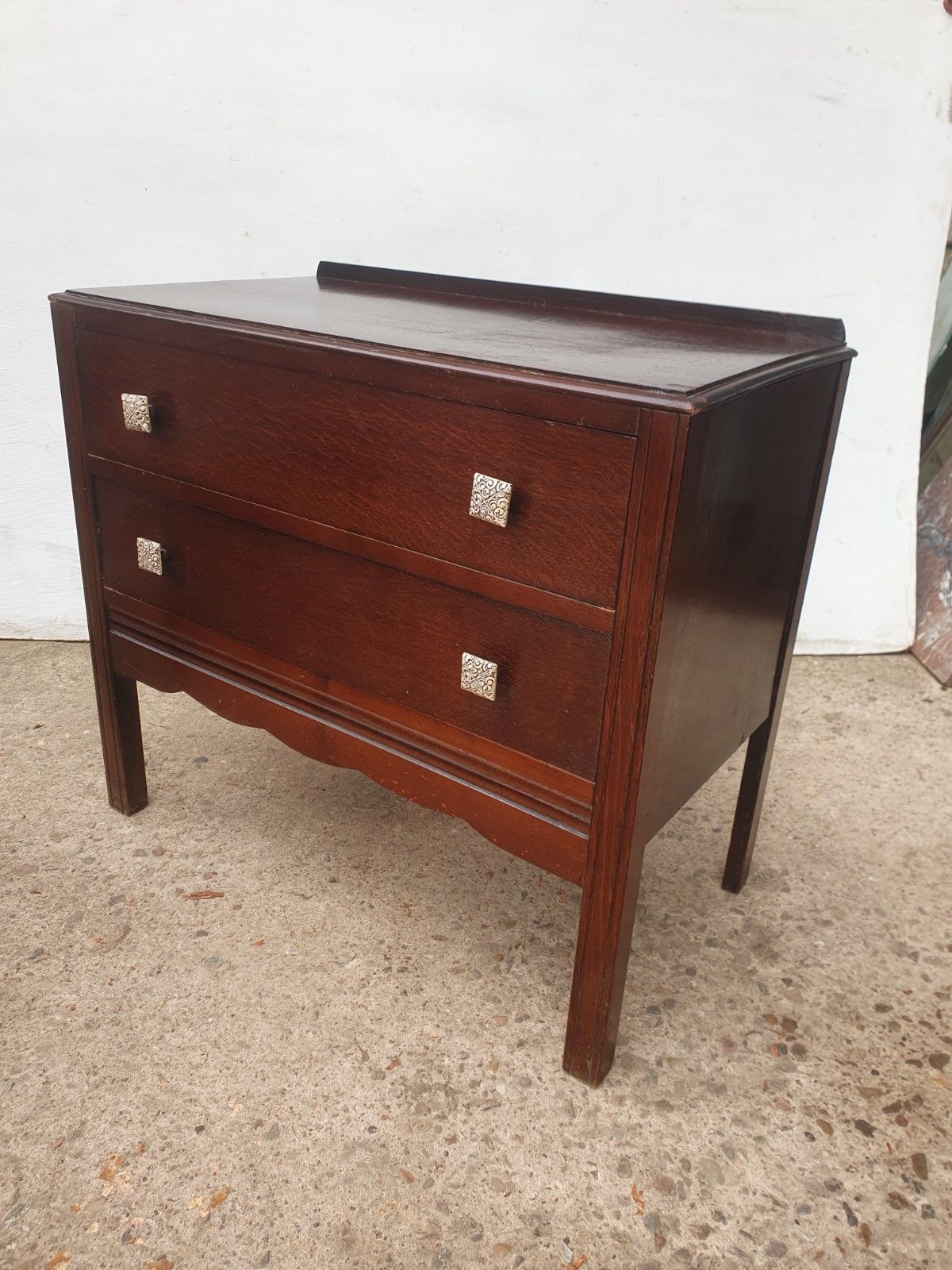 A Small Oak Art Deco Style Chest Of Drawers With Original Unusual Handles photo Furniture