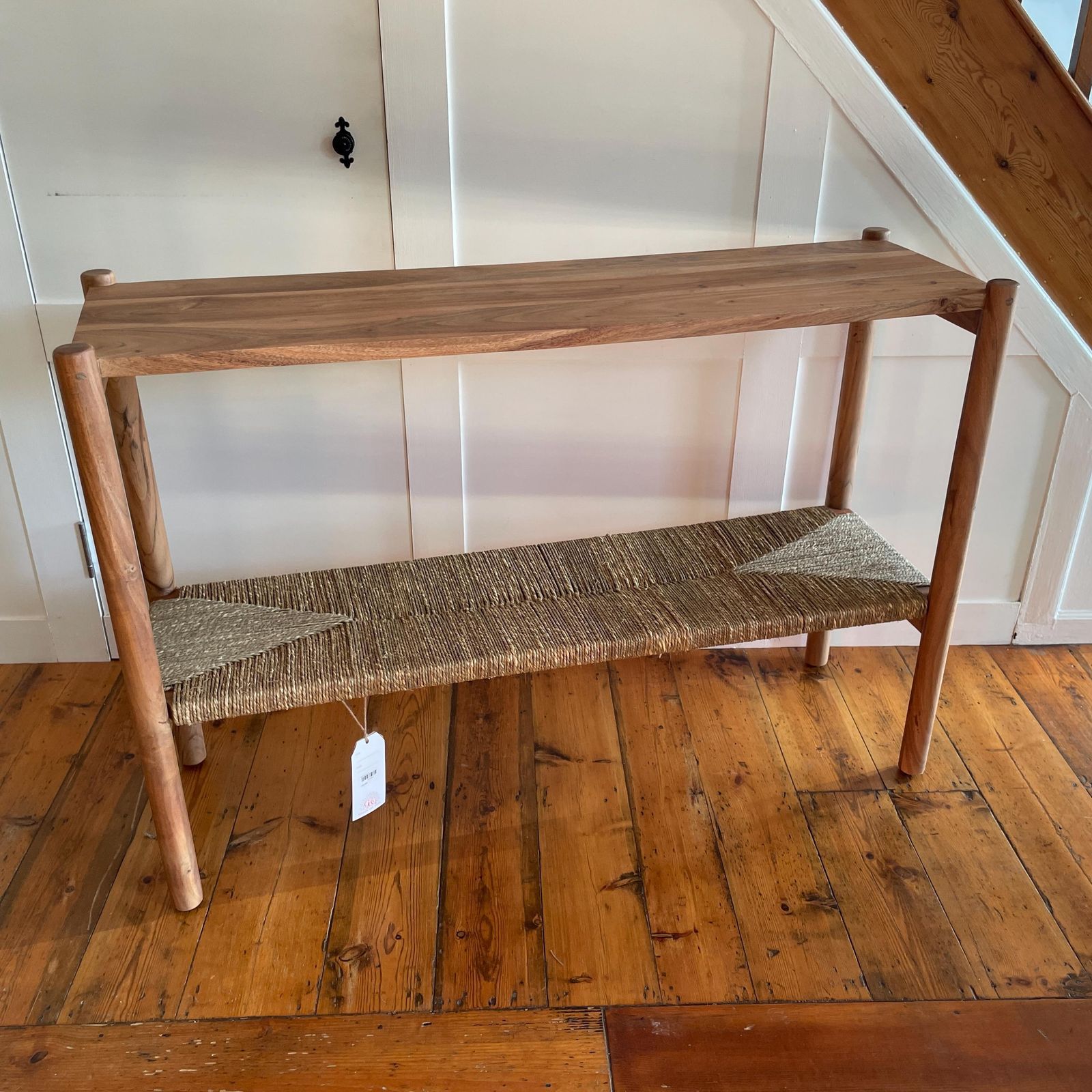 Furniture Graham & Green Wooden Sideboard Wrenley Console Scandi Woven Shelf Acacia Wood Entryway Bench Hall Table Handmade Woven Shelf photo