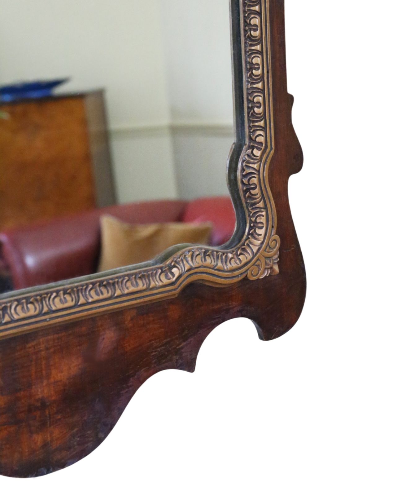 Antique C.1920 Overmantle Wall Mirror – Gilt & Mahogany Veneer, Quality photo vinterior