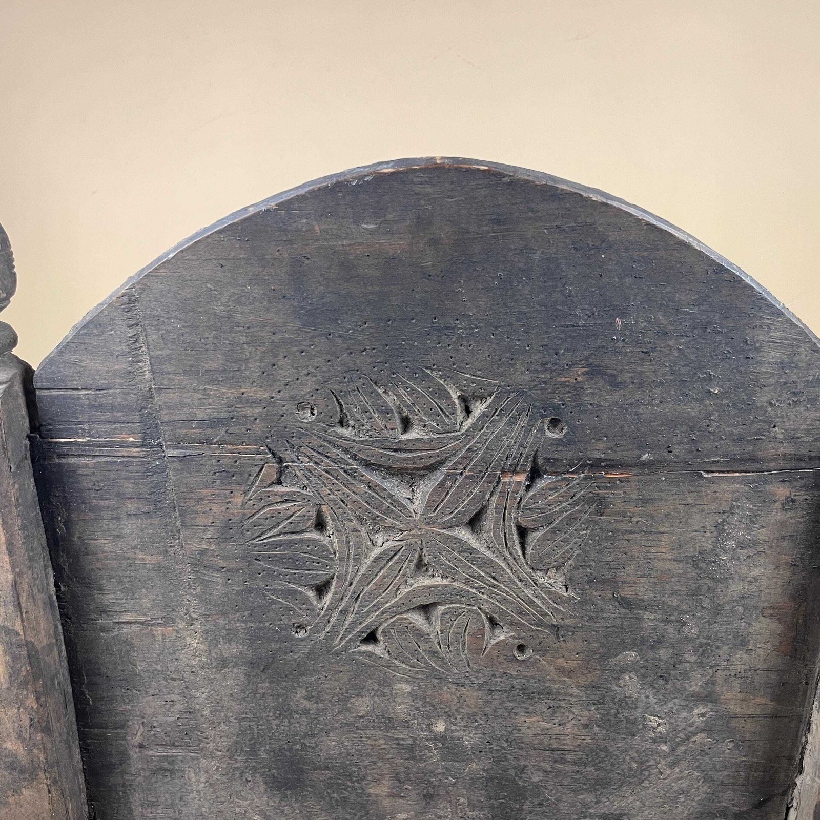 photo vintage Indian Hand Carved Chair Low Wedding Seat Woven Cowhide Base Pidha Small Traditional Rajasthan India Rustic Late 19th   Early 20th Century
