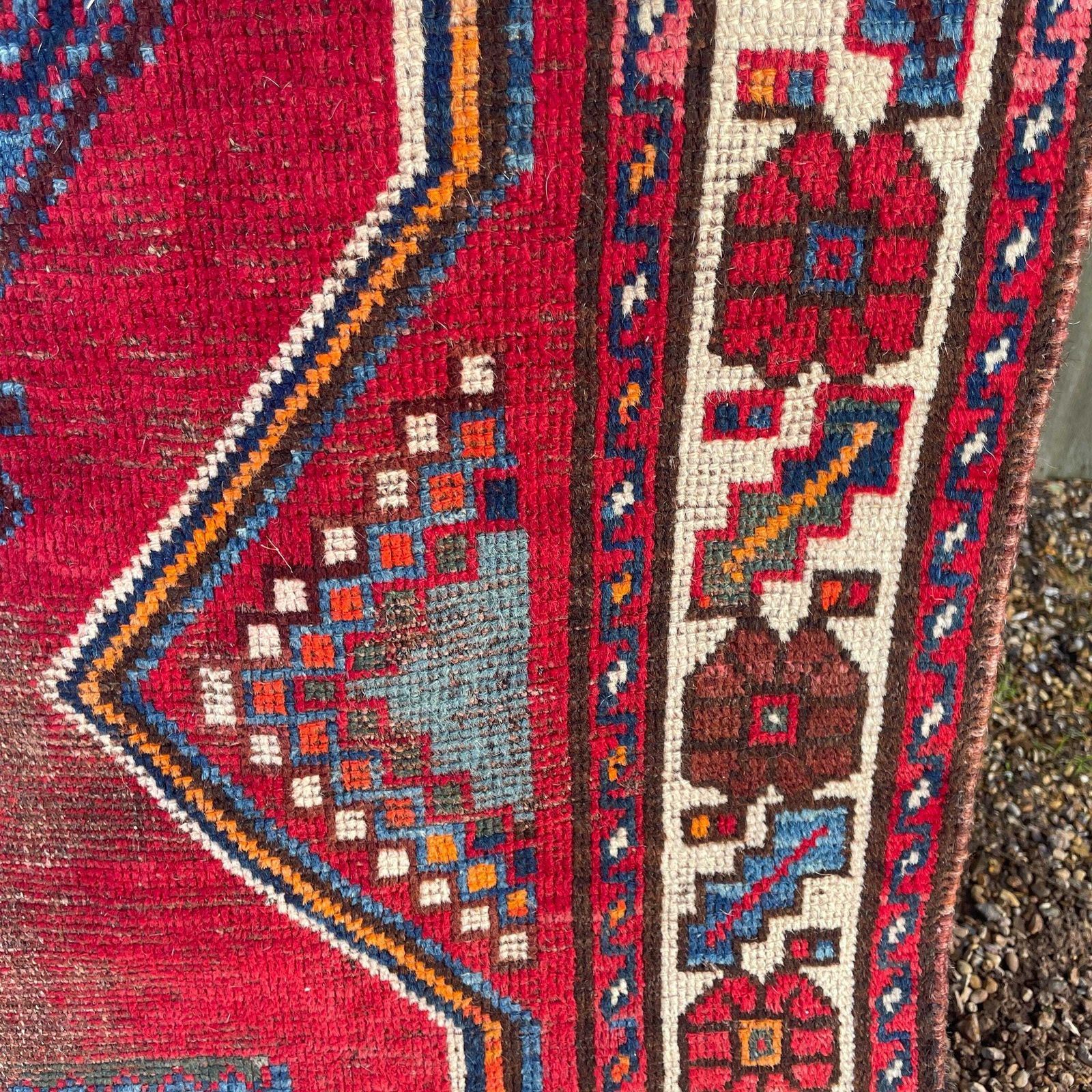 Antique Heriz Rug Tribal Runner Hand Knotted Red Early 20th Century Hallway Middle Eastern Floor Rug Low Pile photo buy