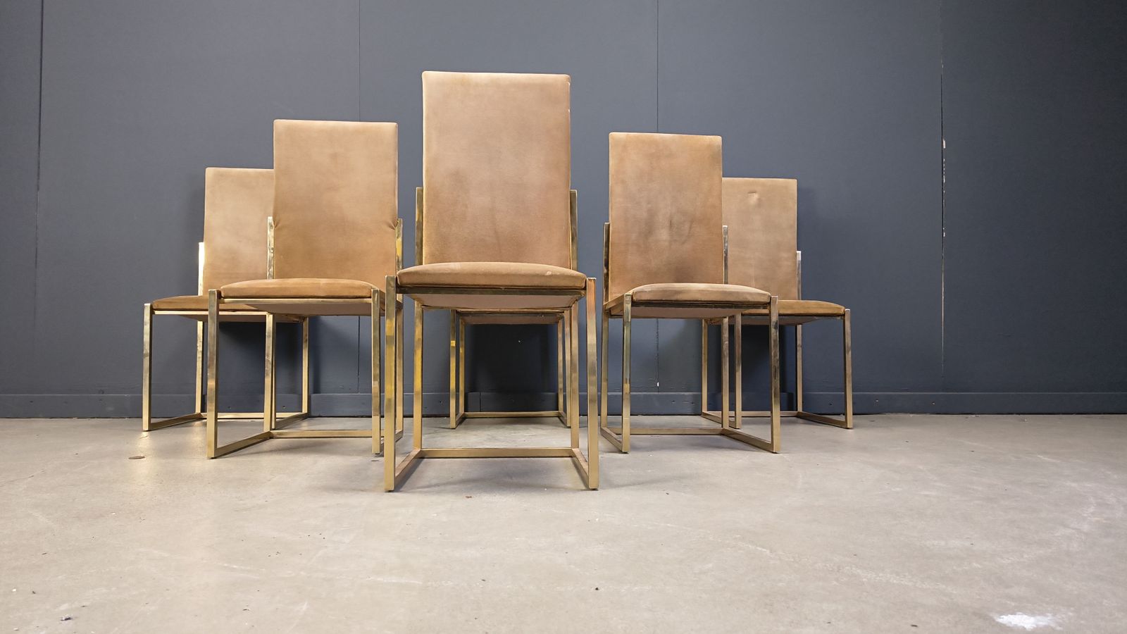 photo vinterior Brass Dining Chairs By Belgochrom, 1970s   Set Of 6