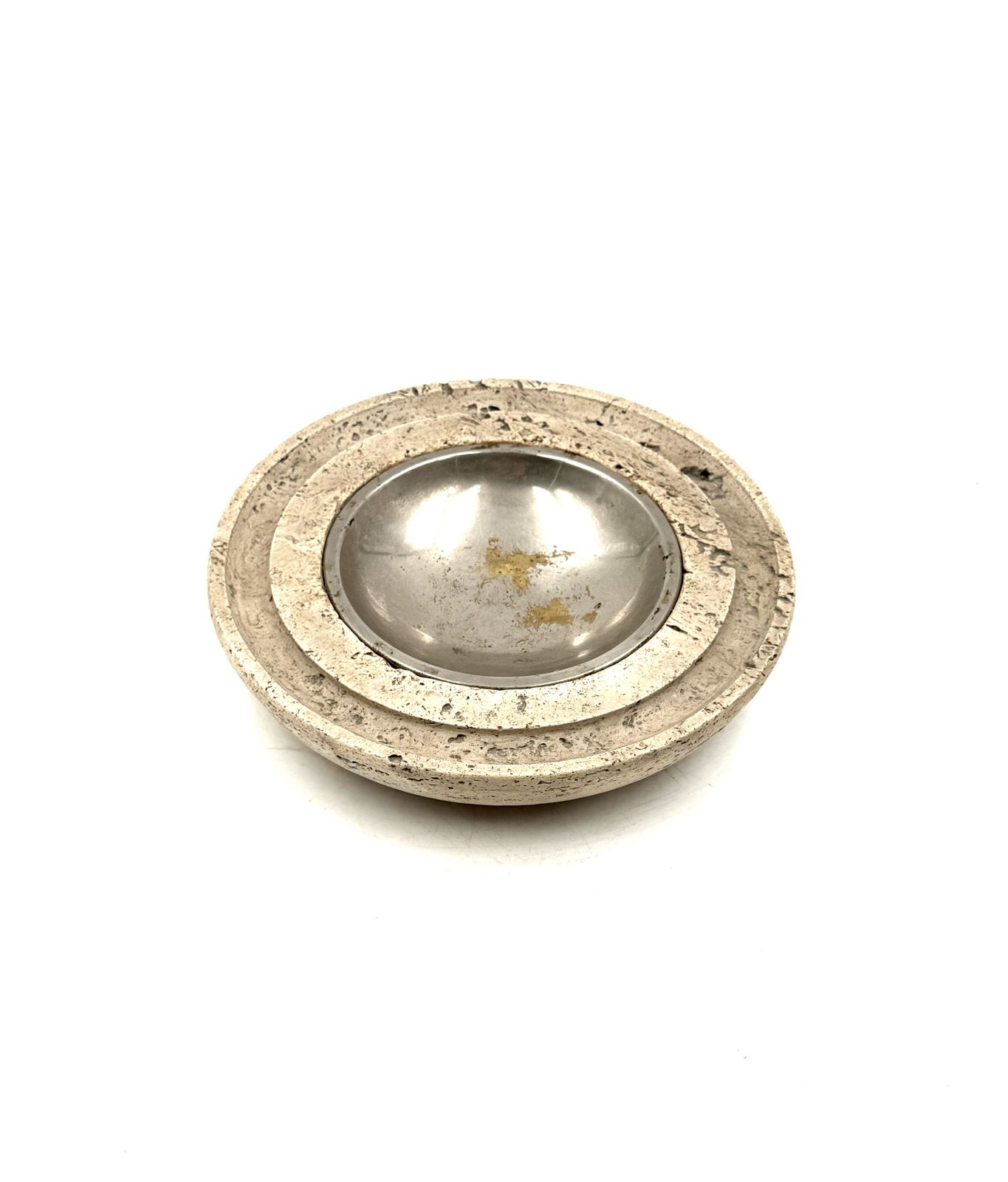 Travertine & Brass Vide Poche / Ashtray, Cerri Nestore, Italy, 1970s photo buy