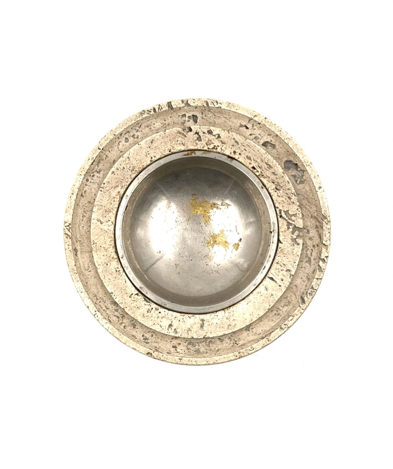 Travertine & Brass Vide Poche / Ashtray, Cerri Nestore, Italy, 1970s photo vintage
