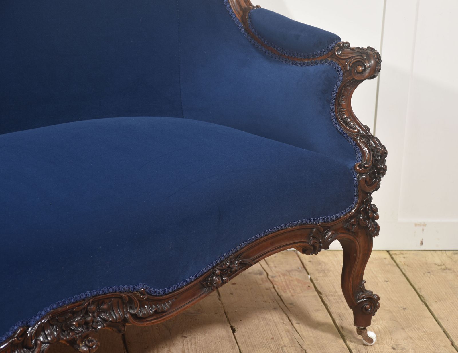 19th Century Carved Walnut Settee photo vintage