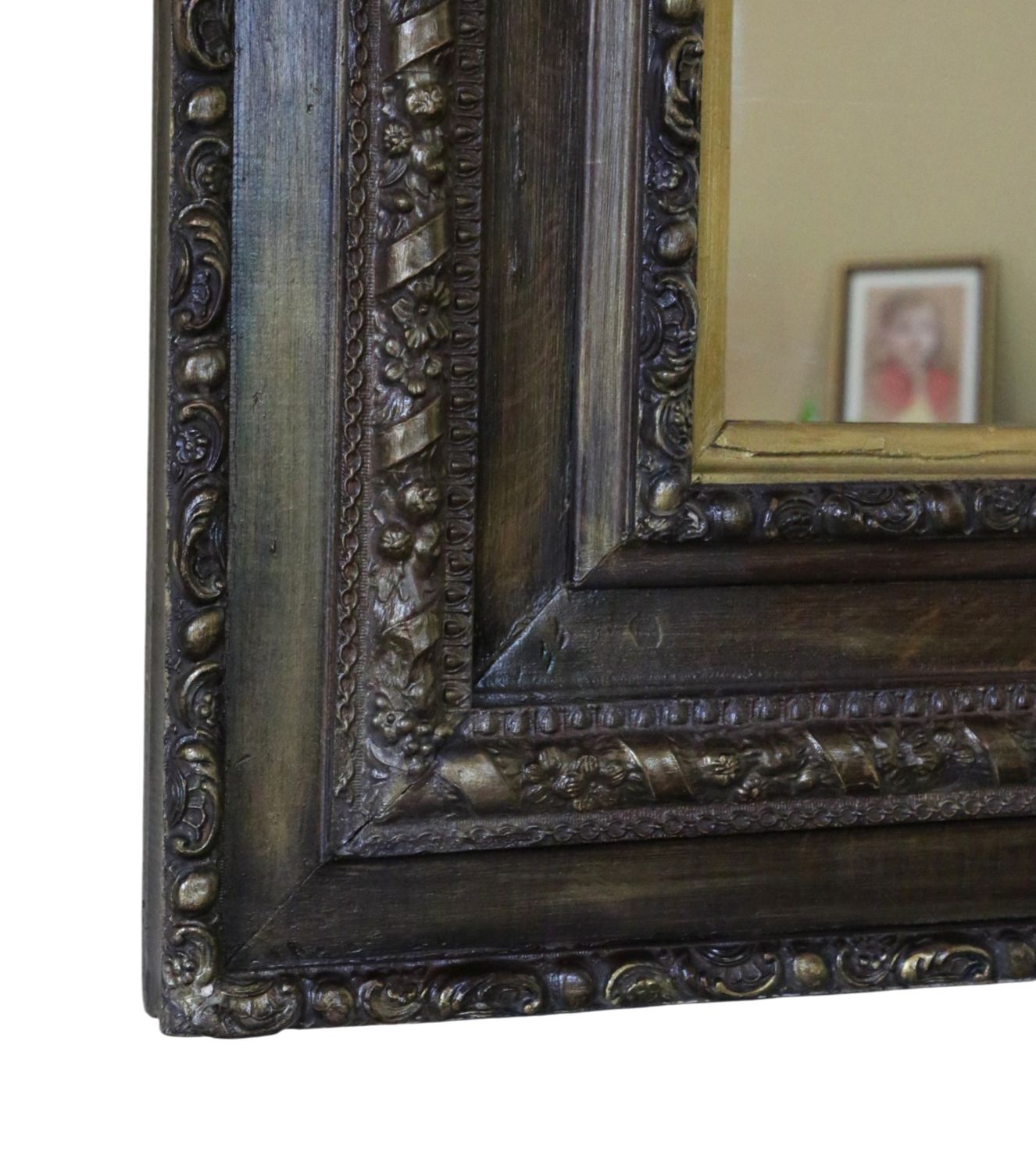 Antique 19th Century Gilt & Oak Finished Overmantle Wall Mirror – Fine Quality photo vinterior