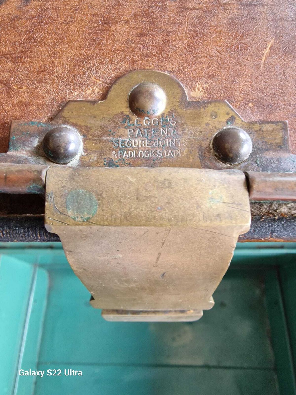 Antique Japanned Steel Travel Trunk photo furniture