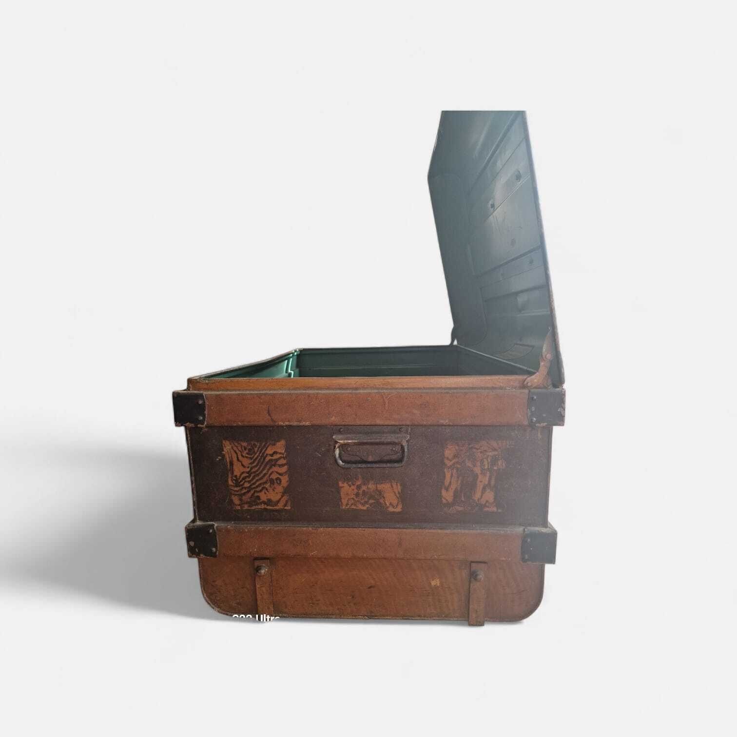 Antique Japanned Steel Travel Trunk photo buy