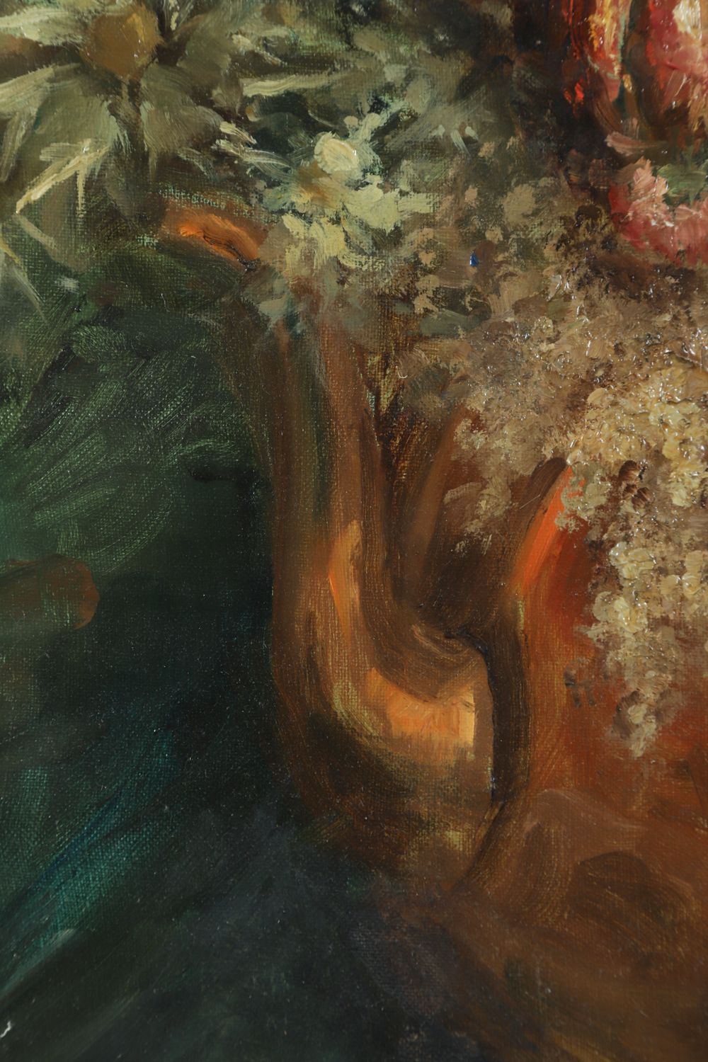 photo vinterior Large Mid Century Belgium Impressionist Oil Painting Of A Floral Display By Amile Coppieters (Circa 1961)