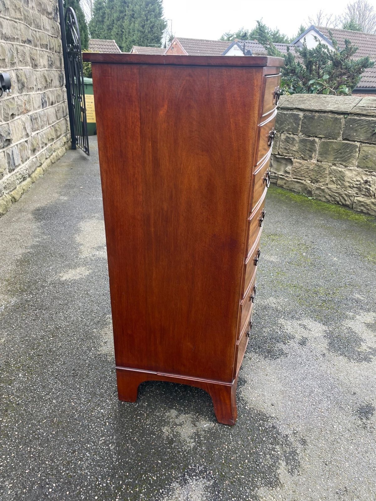Antique Mahogany Walnut Bow Front 7 Height Chest Draws photo vintage