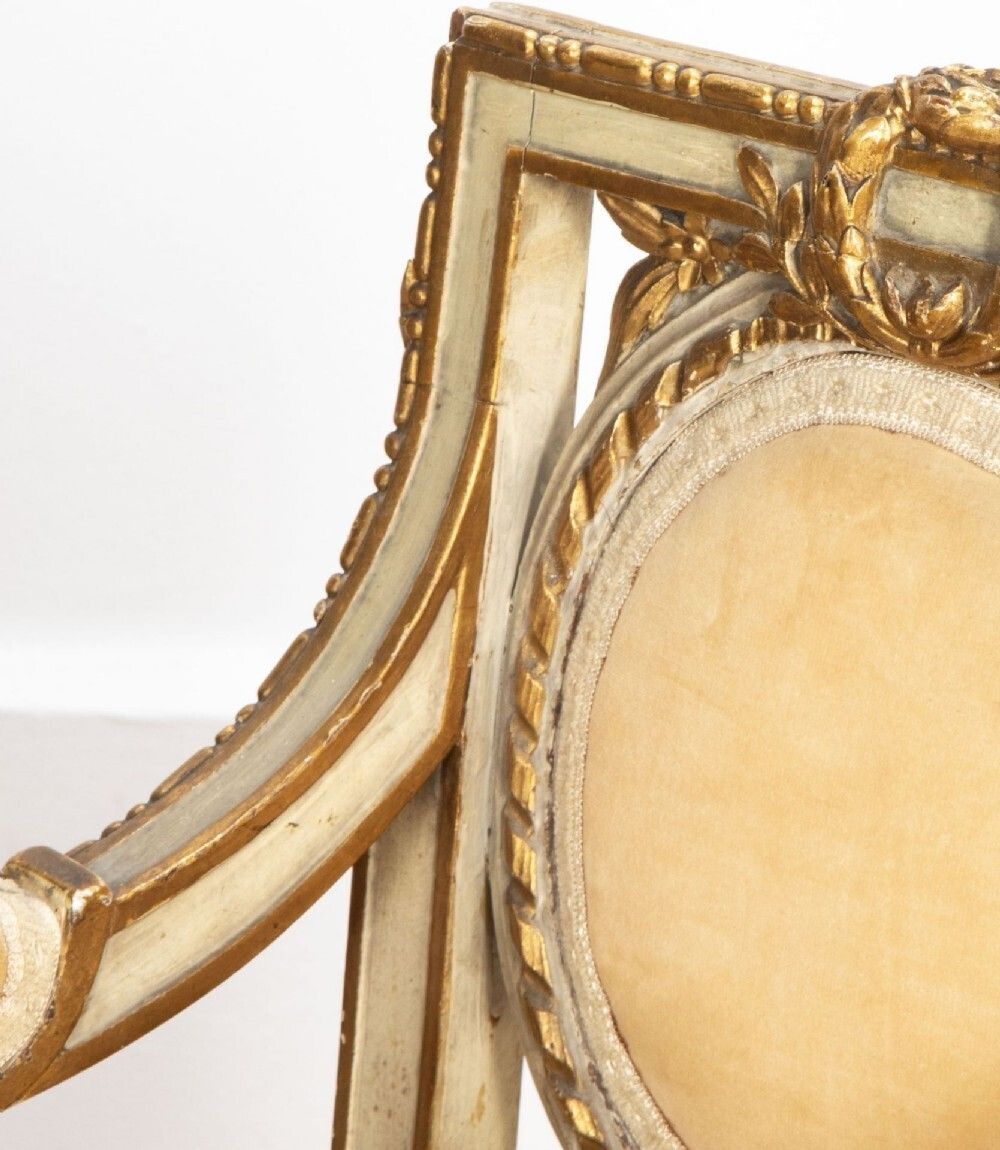 Fine Pair Of 19th Century French Gilded And Painted Childrens Salon Chairs photo for sale