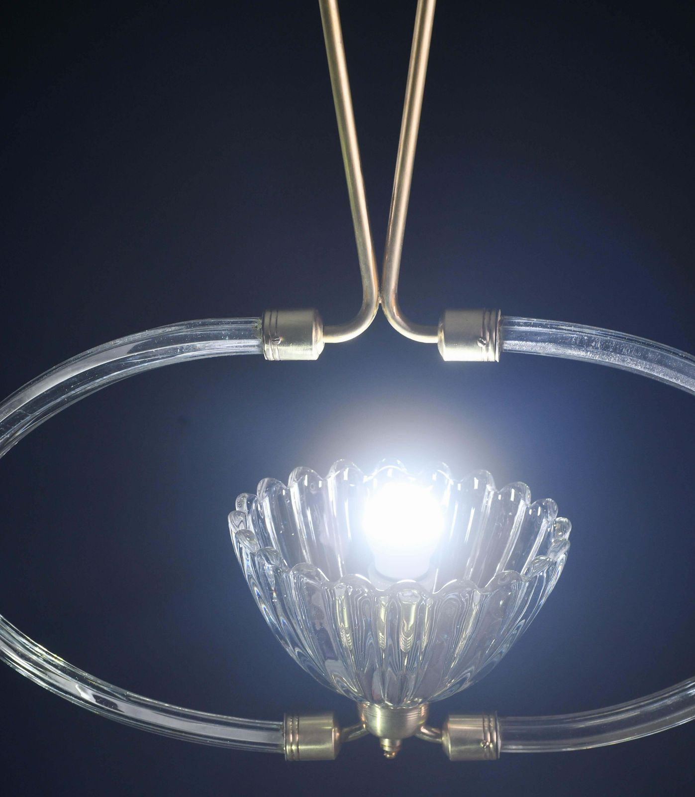 Extraordinary Art Decò Murano Glass And Brass Chandelier By Barovier & Toso 1940 photo 1585.0