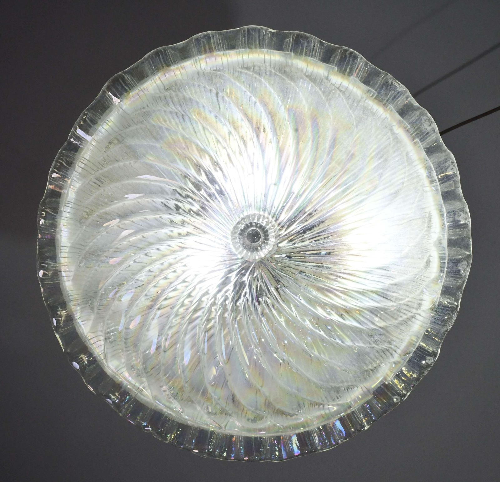 Lovely Italian Iridescent Murano Glass Ceiling Fixture, Murano, 1970 photo Lighting