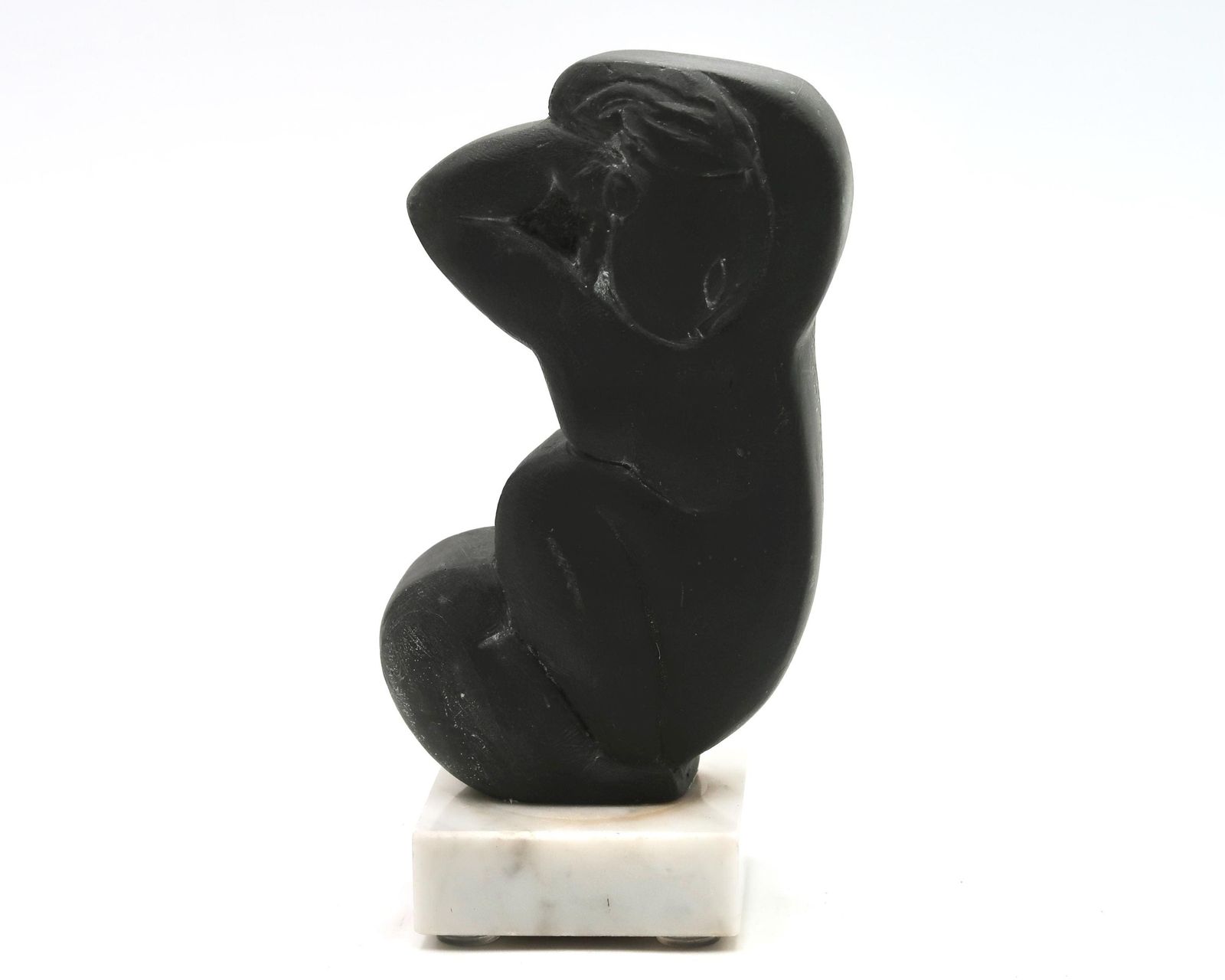 Sculpture Inspired By Amedeo Modigliani, Nude Woman Signed A Crespelle Ed 98 / Art, Marble Base, Grey, Art Deco Style photo furniture
