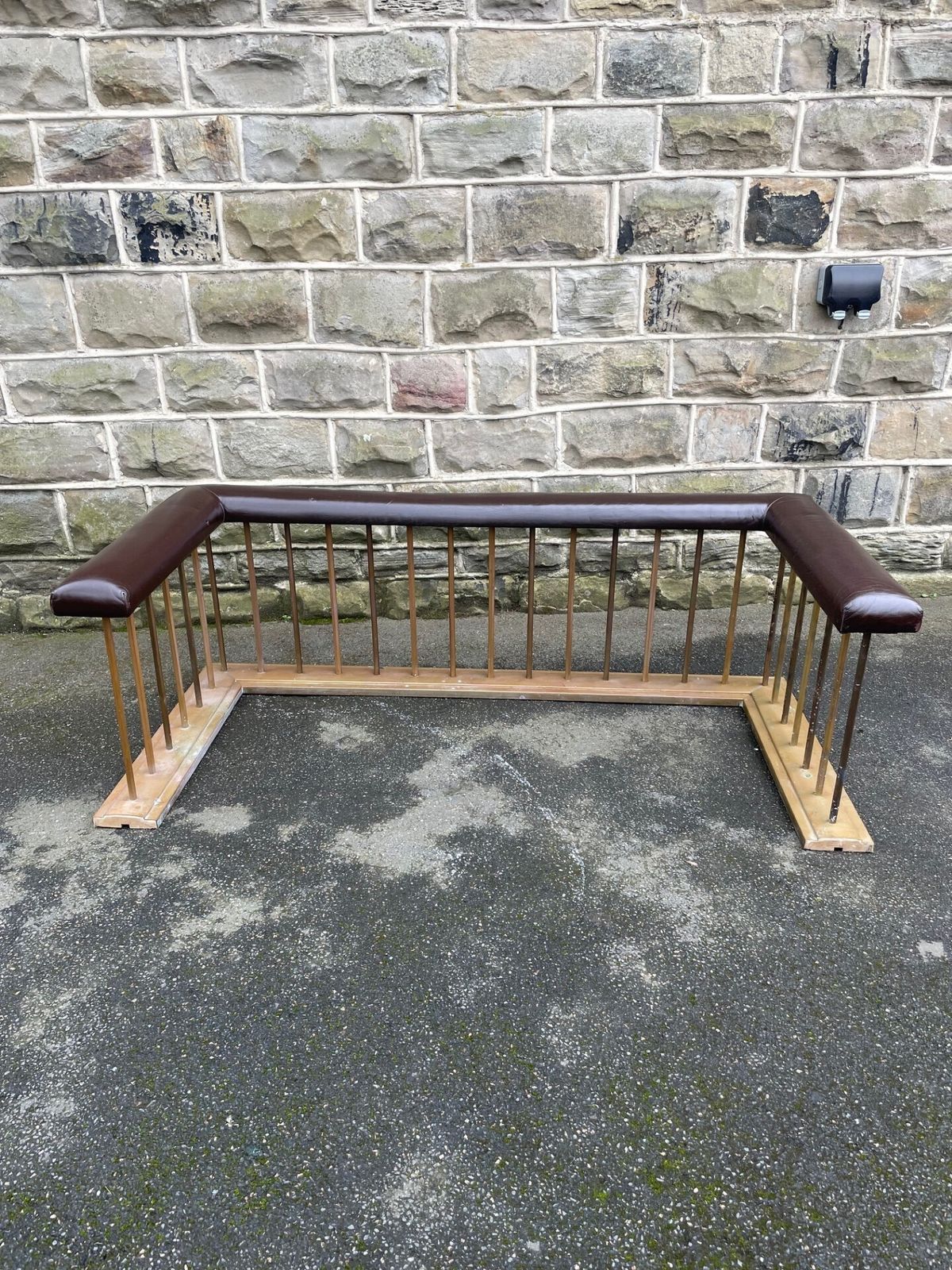 Antique Brass & Leather Large Country House Club Fender photo for sale