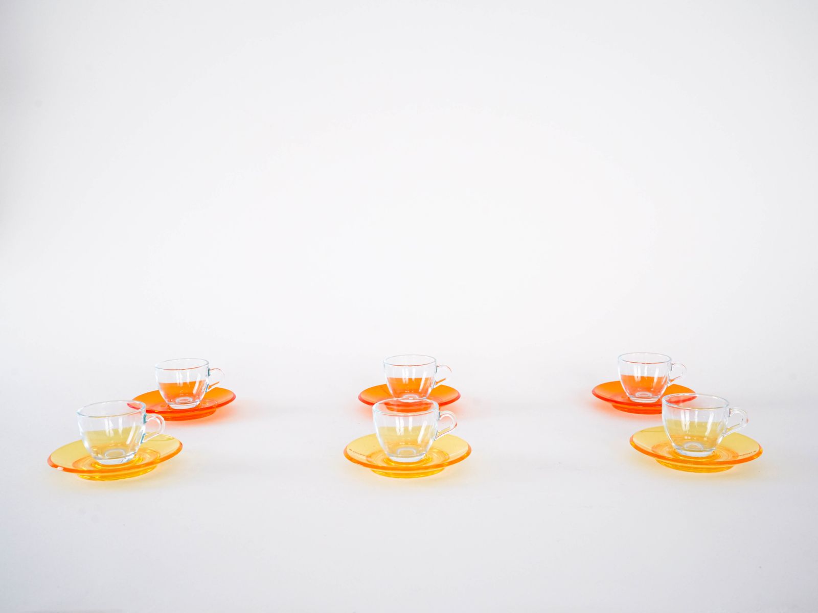 Set Of Glass Cups, Italian Design, 1970s, Manufactured By Fratelli Guzzini photo for sale