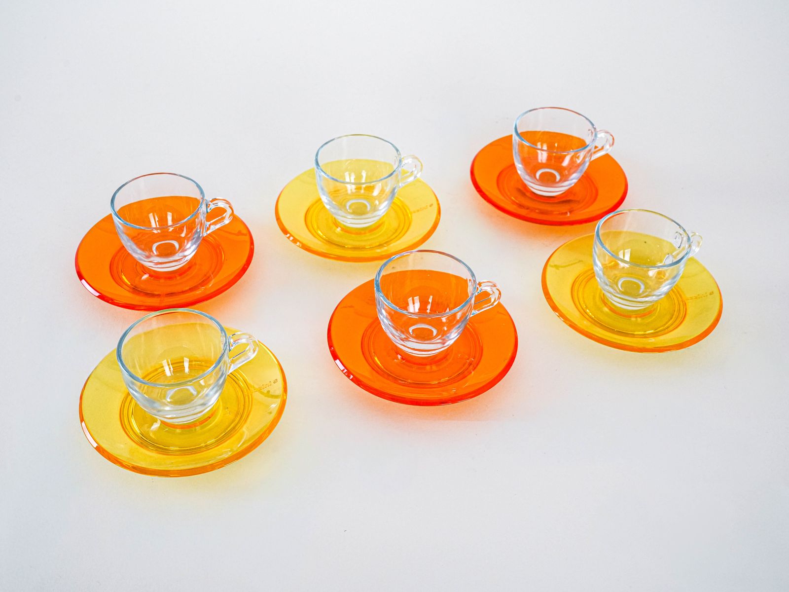 Home Decor Set Of Glass Cups, Italian Design, 1970s, Manufactured By Fratelli Guzzini photo