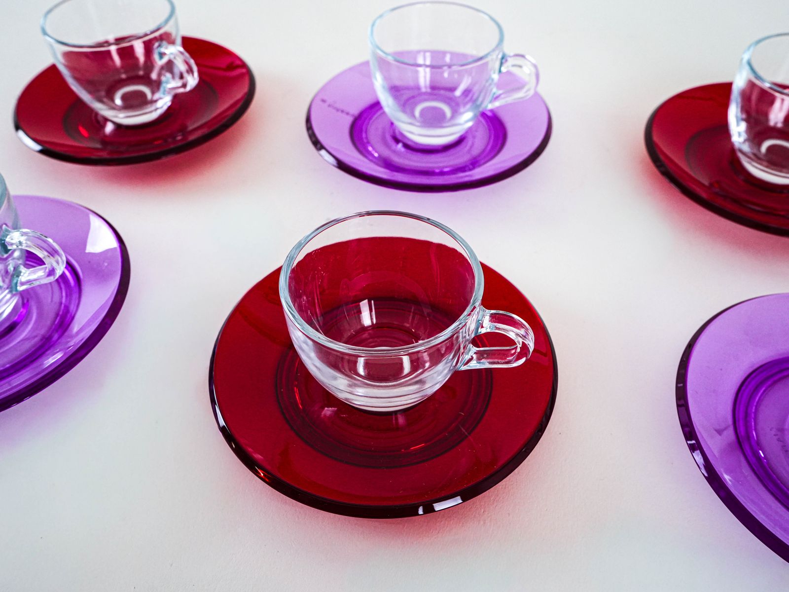 Set Of Glass Cups, Italian Design, 1970s, Manufactured By Fratelli Guzzini photo buy