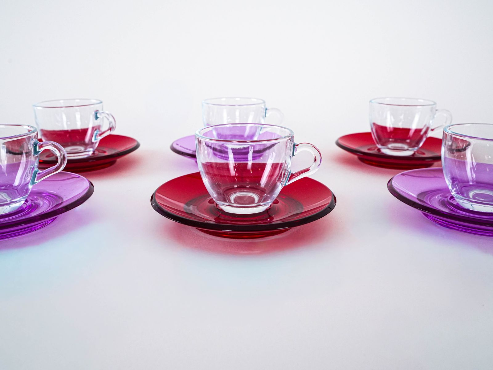 Set Of Glass Cups, Italian Design, 1970s, Manufactured By Fratelli Guzzini photo vintage