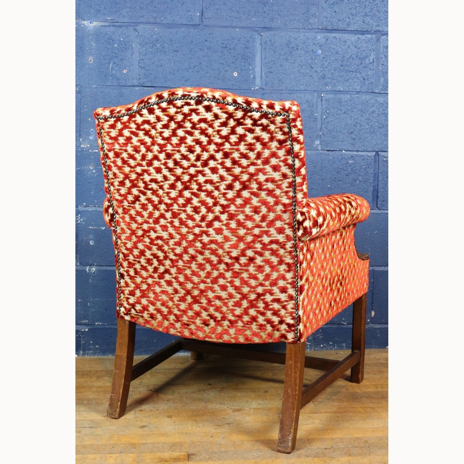 photo furniture A Quality Antique Mahogany Framed Gainsborough Open Armchair Freshly Reupholstered In Stylised Velvet