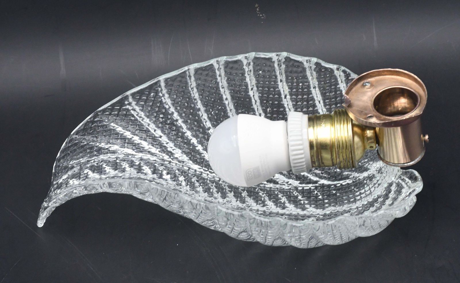 Wall Light Trasparent Jewel Murano Glass Leave By Barovier E Toso, 1950s photo Lighting