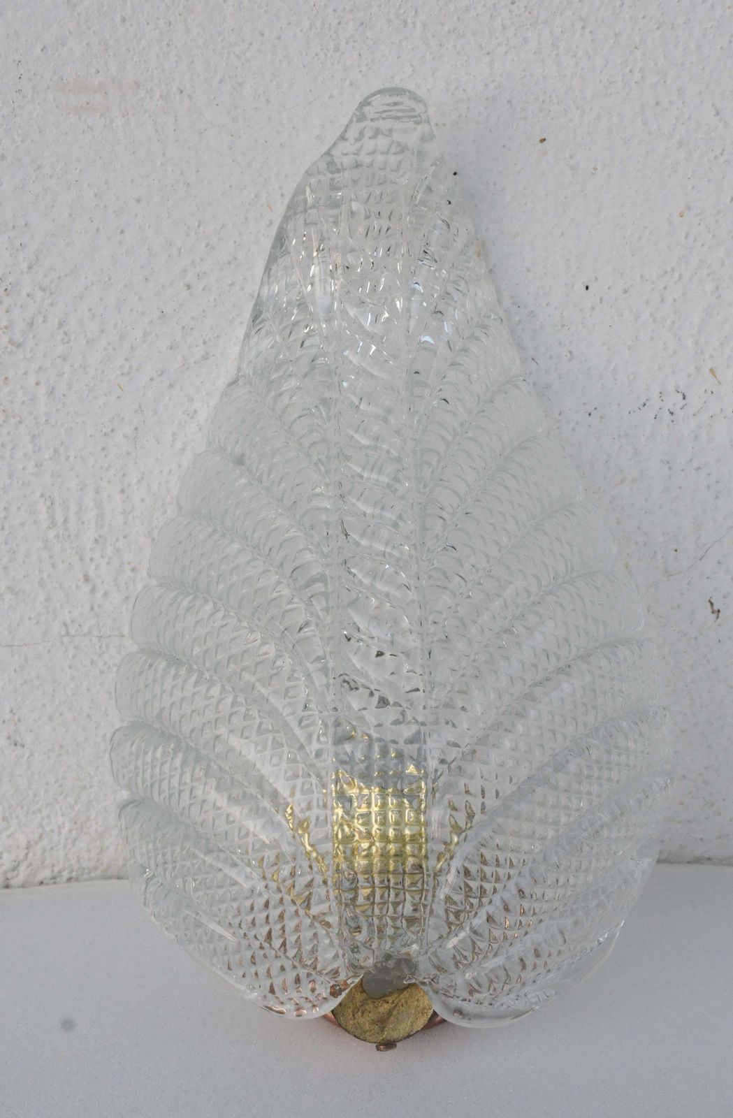Wall Light Trasparent Jewel Murano Glass Leave By Barovier E Toso, 1950s photo 1319.0