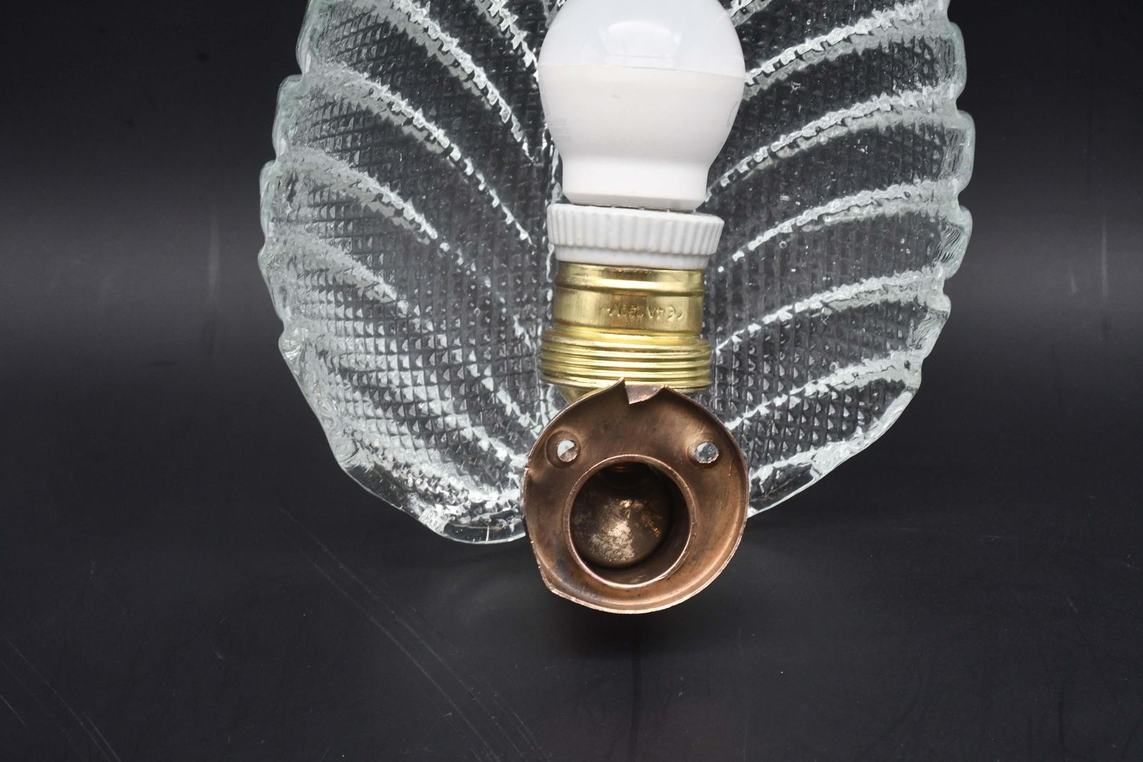 photo for sale Wall Light Trasparent Jewel Murano Glass Leave By Barovier E Toso, 1950s