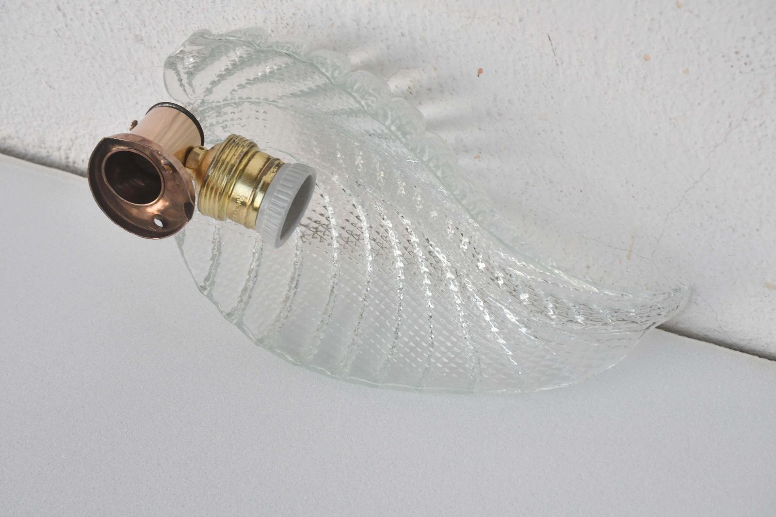 Lighting Wall Light Trasparent Jewel Murano Glass Leave By Barovier E Toso, 1950s photo