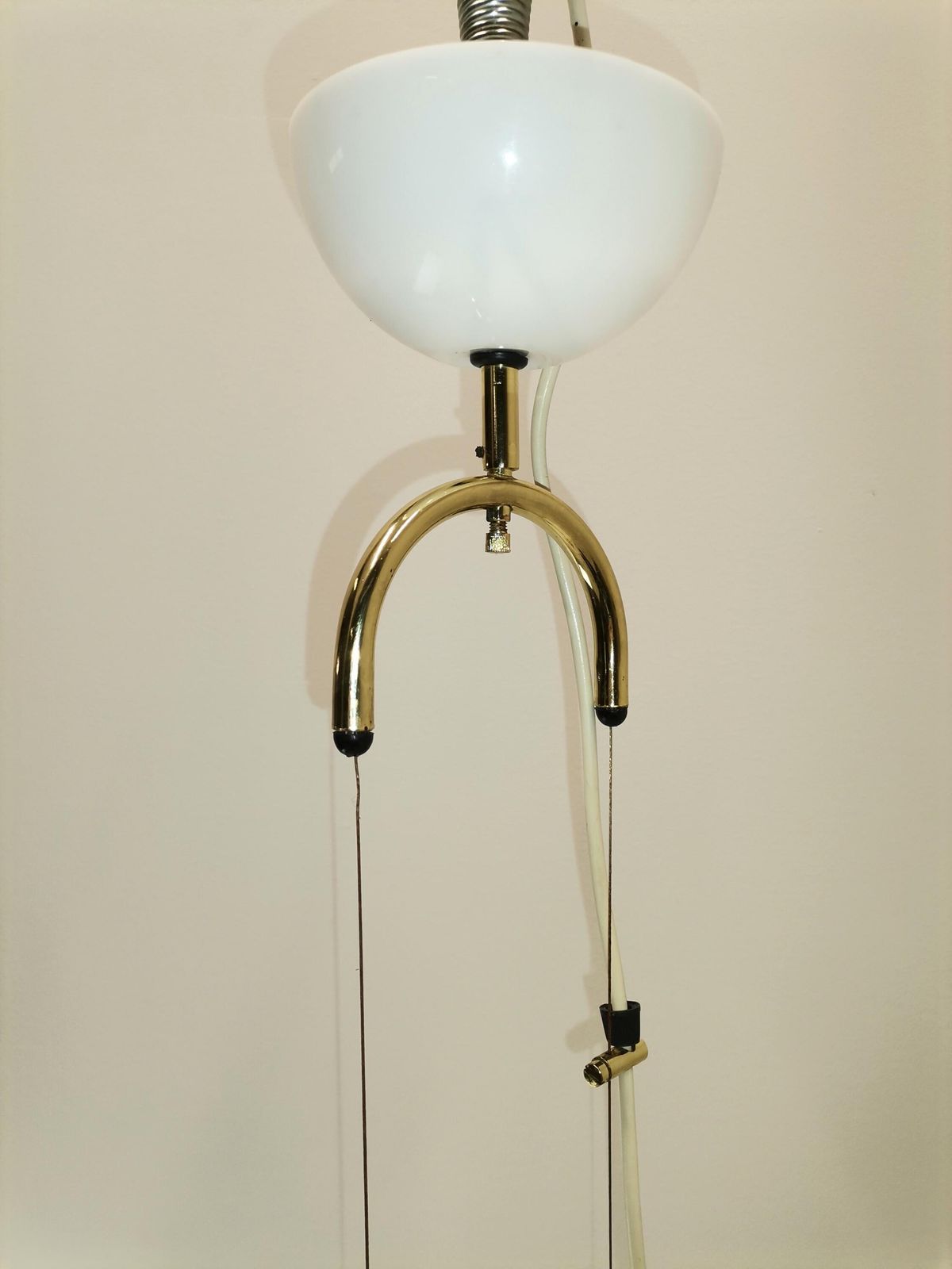 photo for sale Large White & Gold Manta Pendant Light / Franco Bresciani For Guzzini And Meblo / 70s Italy And Yugoslavia Space Age Lamp