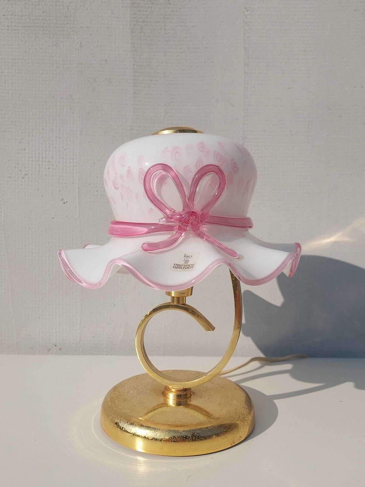 Vintage Murano Table Lamp / Vintage Murano Bedside Lamp / Vintage Murano Lady Hat Table Lamp / Murano / Italy / 1980s photo Lighting
