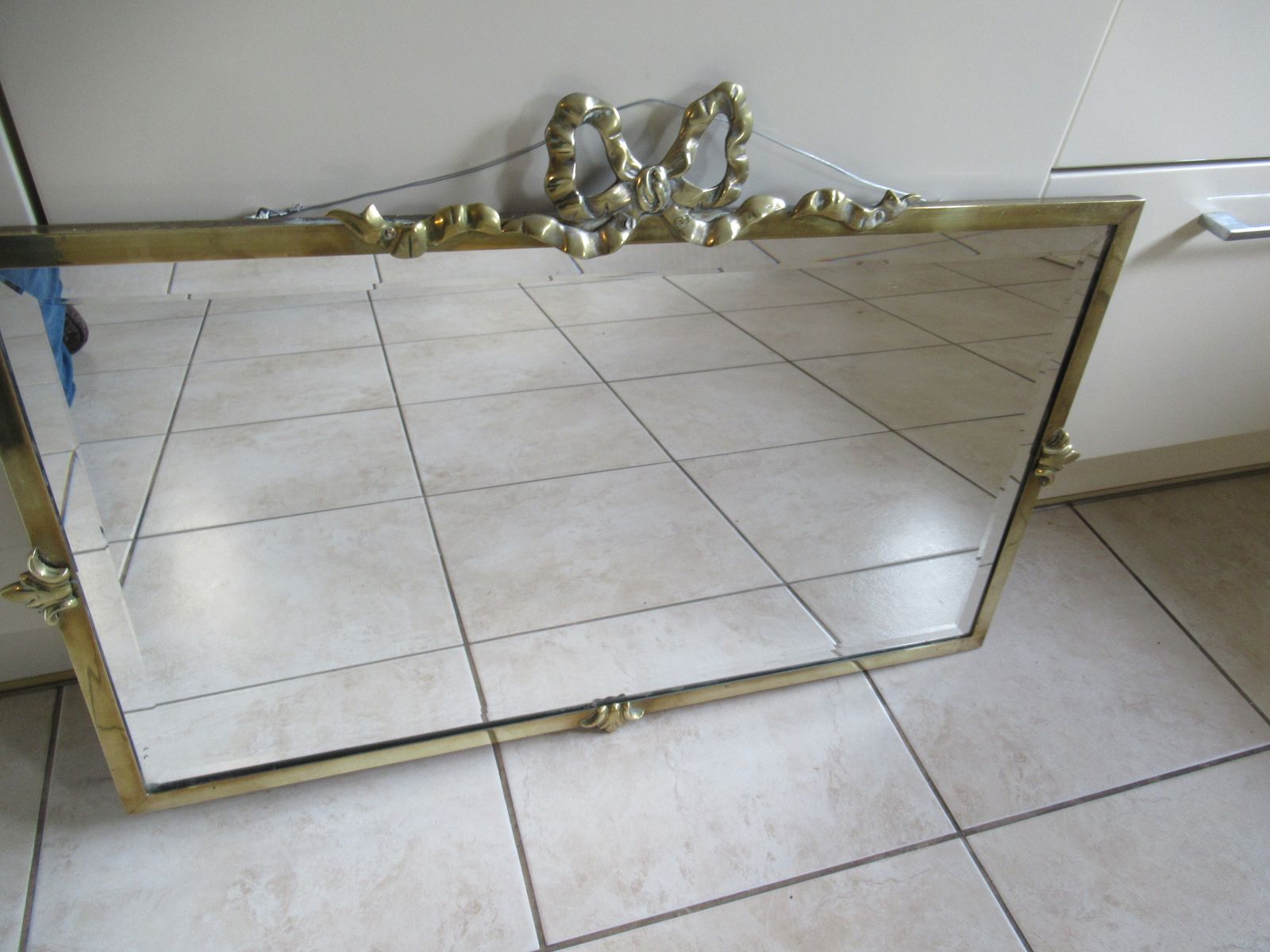 A  1920s    Brass Framed  Wall Mirror photo for sale