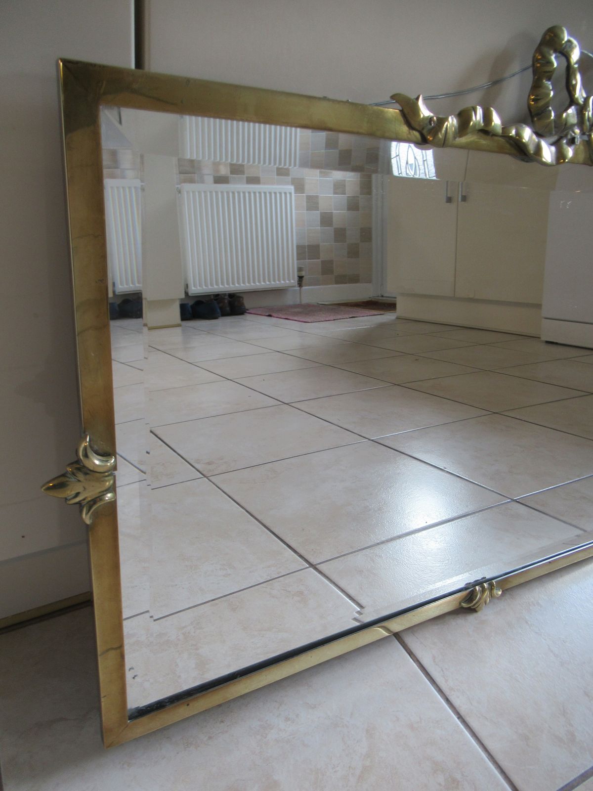 A  1920s    Brass Framed  Wall Mirror photo 140.0