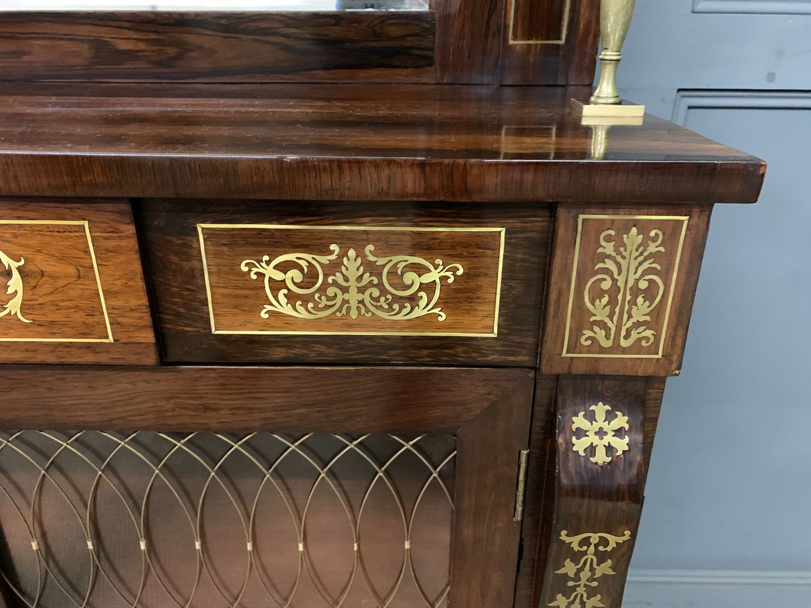 Brass Inlaid Regency Rosewood Chiffonier photo vintage