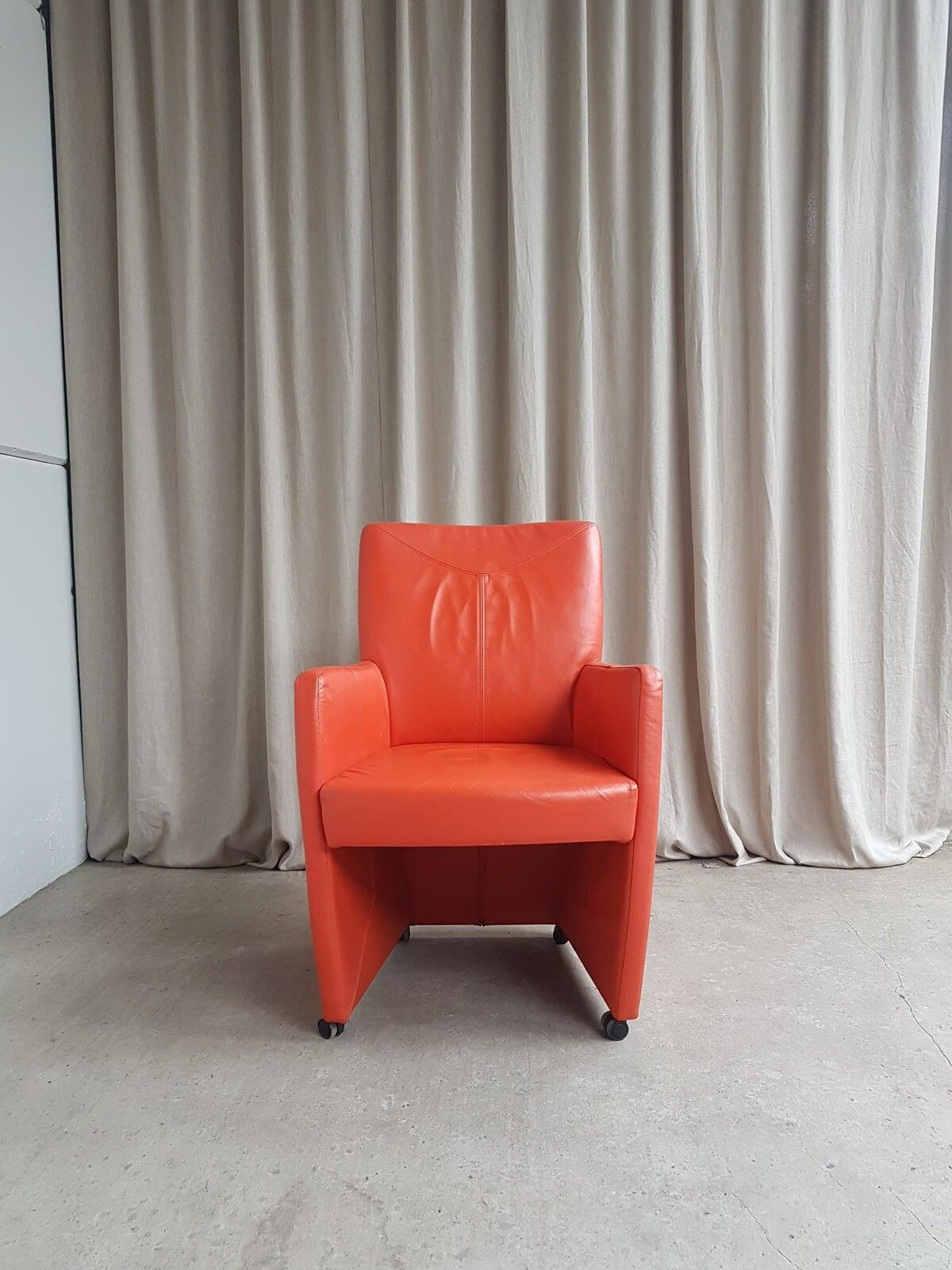 Vtg Late Mid Century Leather Armchair Side Chair By Leolux Modernist Retro R83 photo 281.75