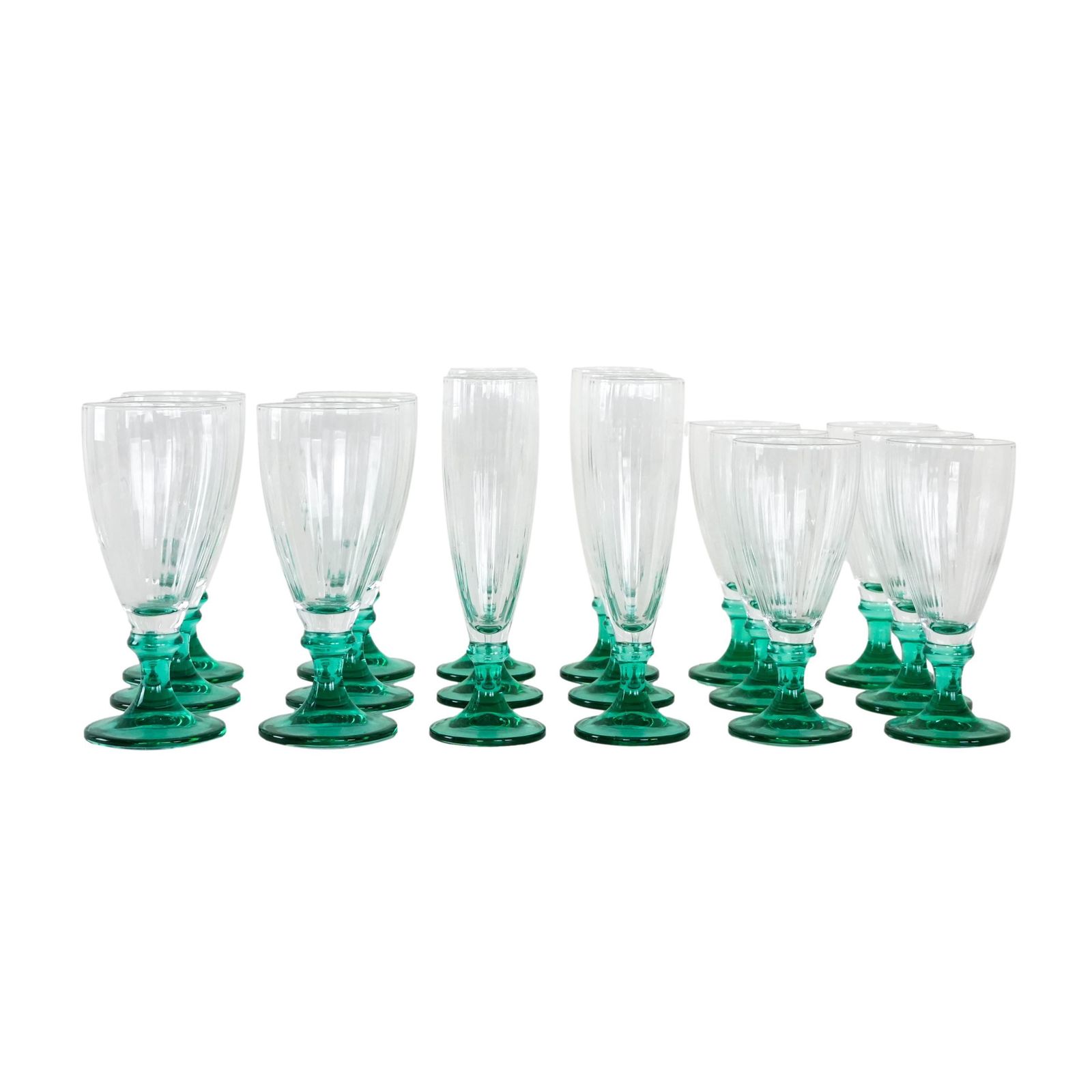 Set Of Wine And Champagne Glasses 1970s Made In Italy