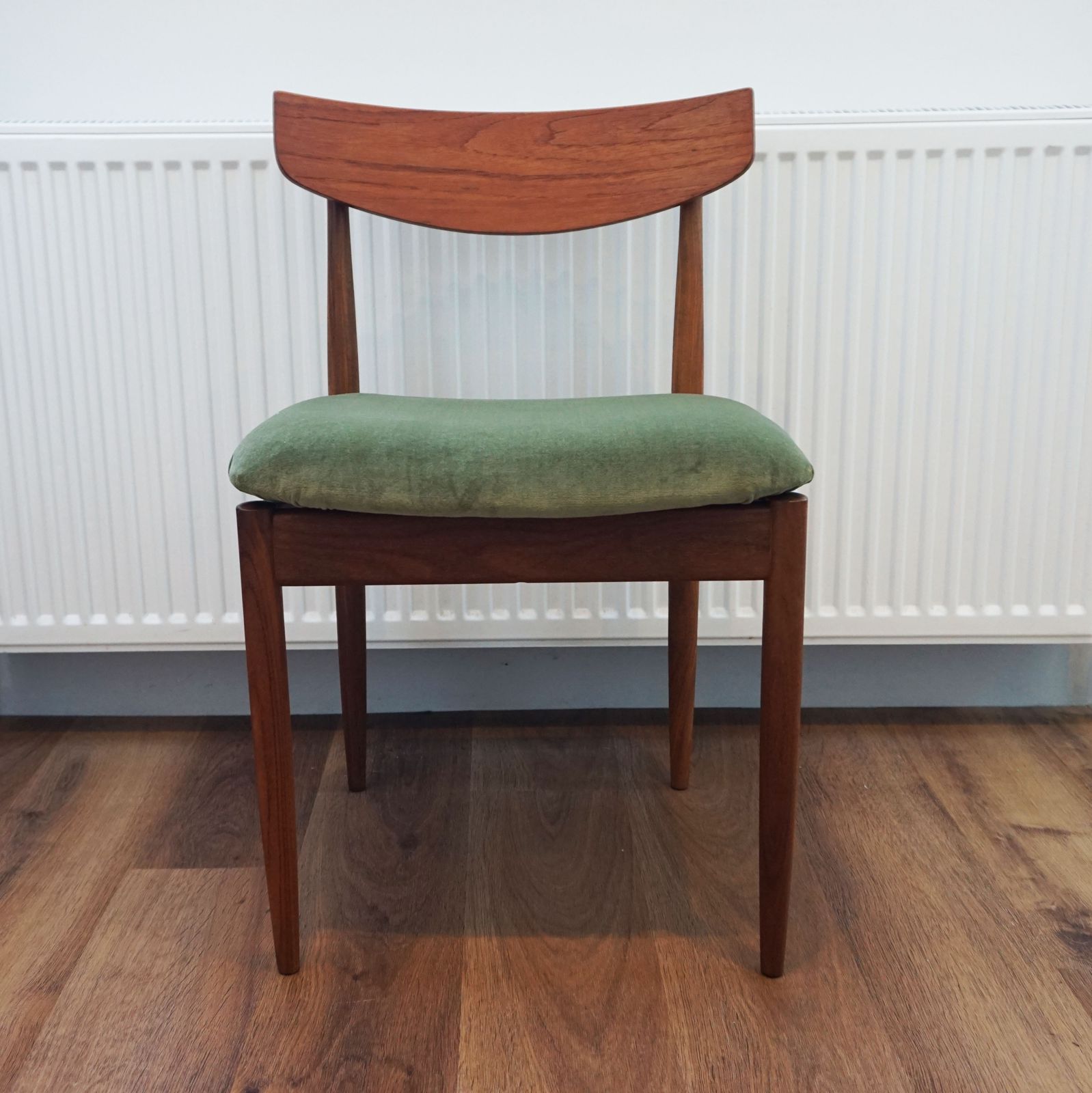 2x G Plan Teak Dining Chairs Reupholstered Velvet Mid Century Modern Scandi Style