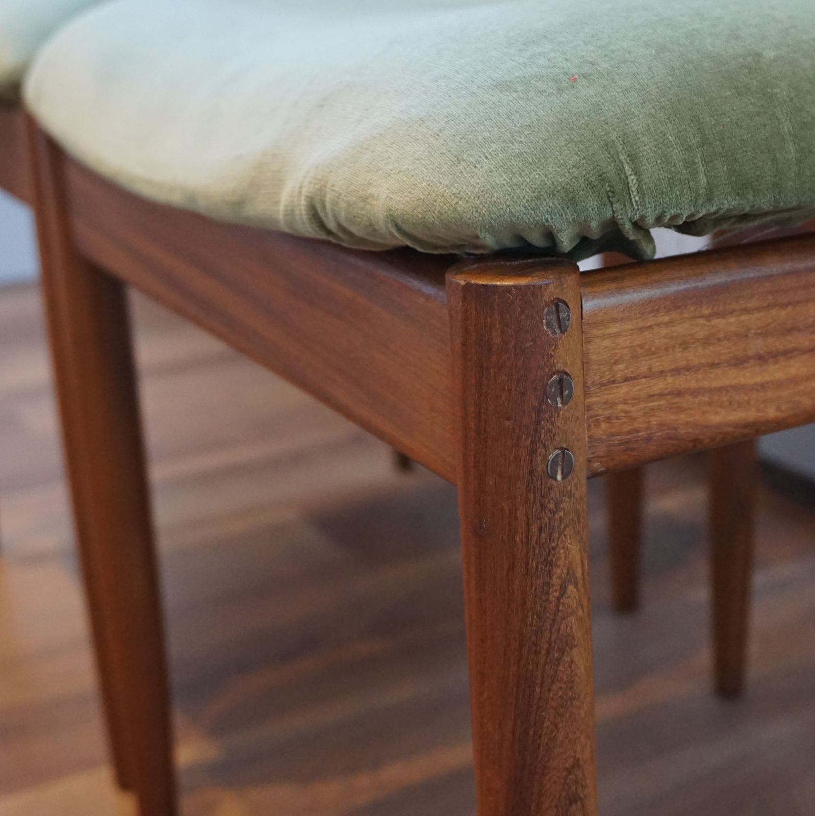 photo for sale 2x G Plan Teak Dining Chairs Reupholstered Velvet Mid Century Modern Scandi Style