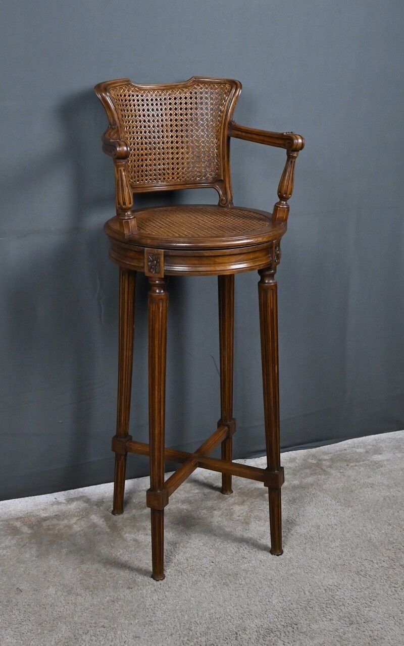 photo buy Swivel High Chair In Beechwood, Louis XVI Style – 1900