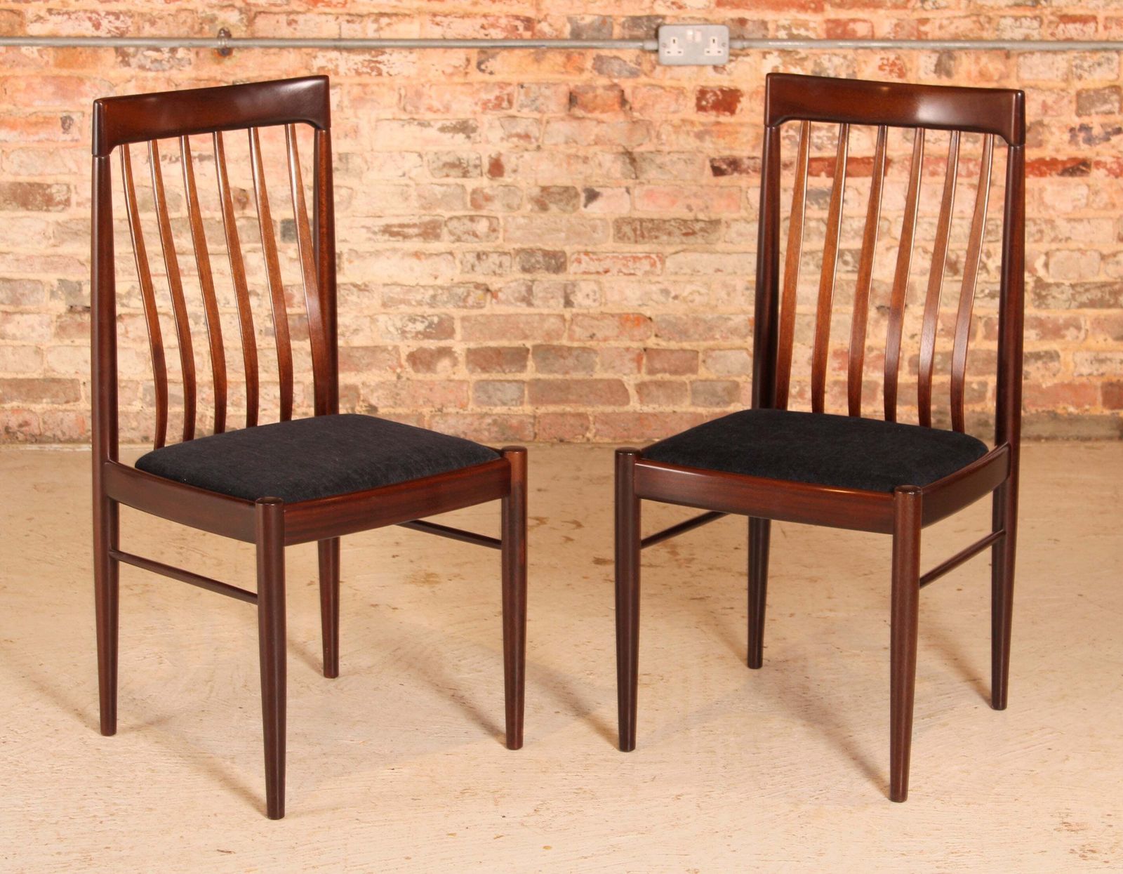 Set Of 6 Danish Mid Century Mahogany Dining Chairs By H.W. Klein For Bramin, Circa 1960s photo for sale
