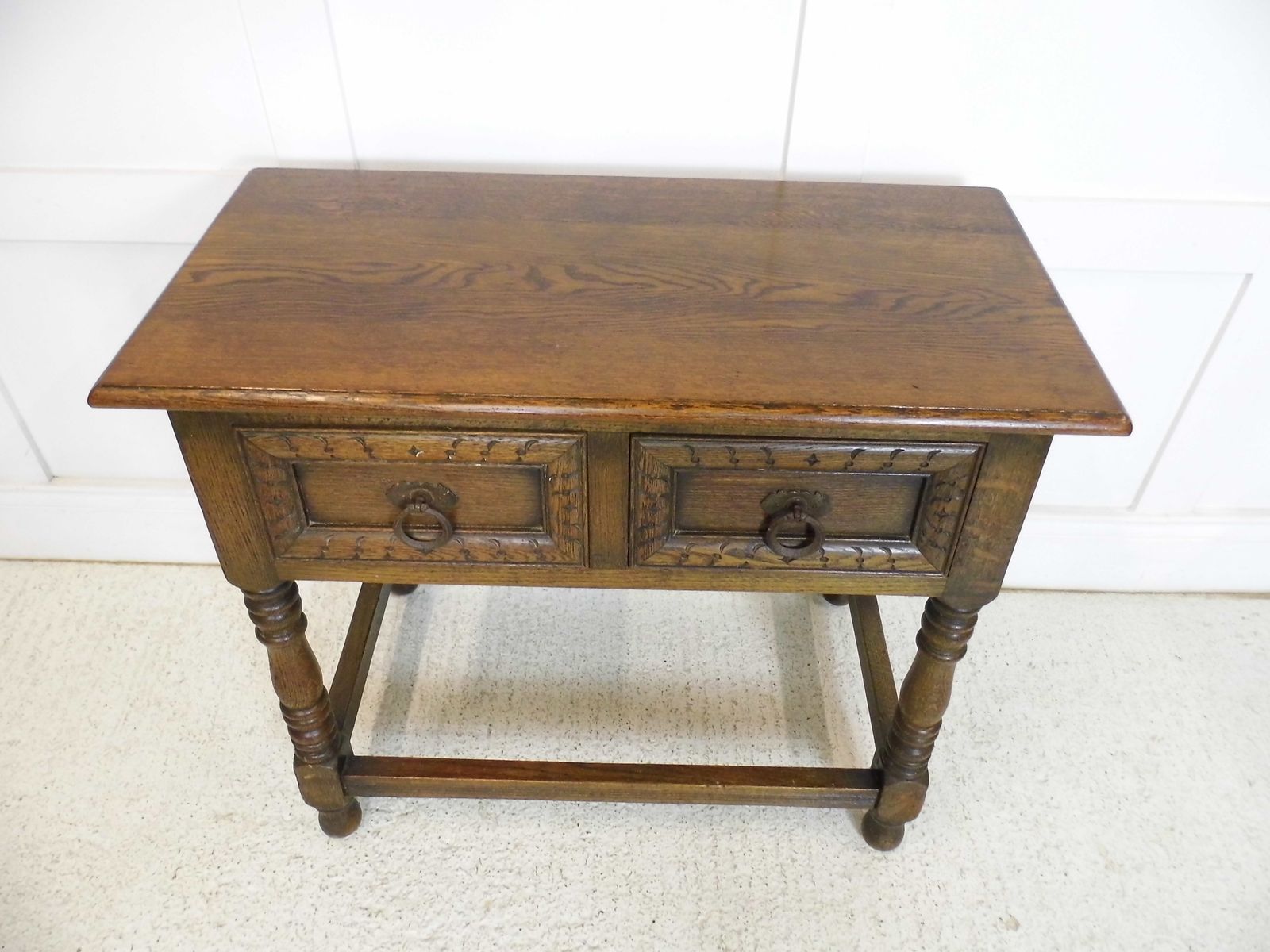 Vintage Oak Carved Drawers Jacobean 19th Century Style Hall Table photo 320.0